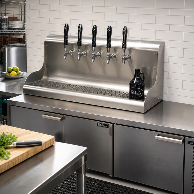Product image #2 for Perlick 4076DN5 5-Faucet Bottom-Exit Glycol-Cooled Wall-Mount Modular Draft Beer Dispensing Tower