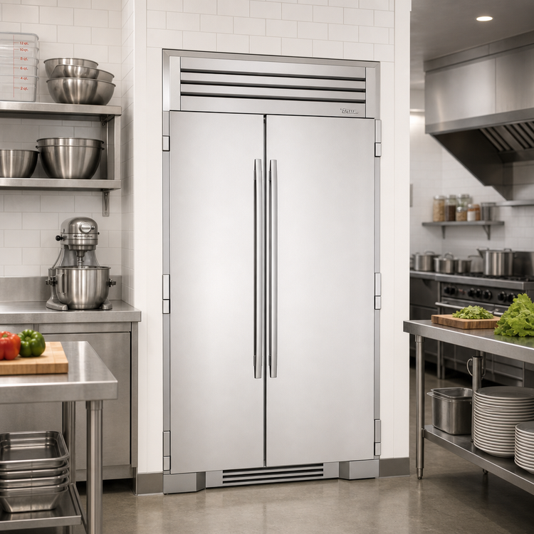 Product image #2 for True Residential 42-Inch Two-Section Side-by-Side Upright Refrigerator/Freezer with Solid Stainless Steel Doors and Built-In Ice Maker
