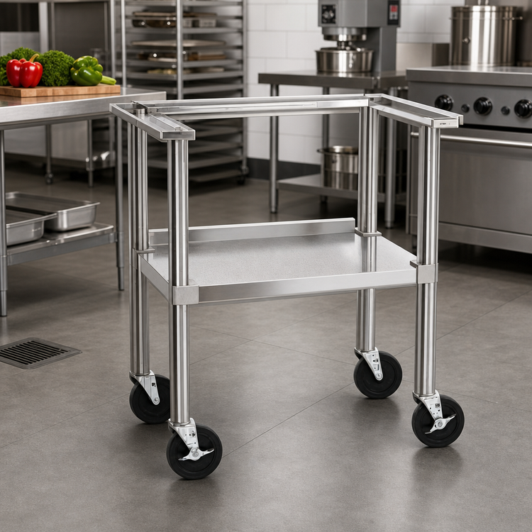 Product image #2 for 29 x 19 x 32-Inch Portable Stainless Steel Equipment Stand with Adjustable Shelf and Casters