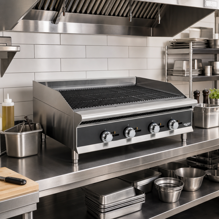 Product image #2 for Vollrath Heavy-Duty 60-Inch Countertop Charbroiler, Stainless Steel, Radiant/Lava Rock Heat