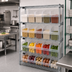 Thumbnail image #2 for Quantum Chrome Plated Wire Shelving Bin Center with 4 Shelves and 15 Clear Bins, 36W x 12D x 39H