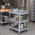 Thumbnail image #2 for 3-Shelf Open Plastic Utility Cart with Chrome-Plated Uprights, Gray