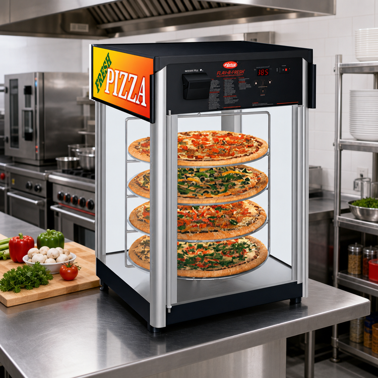 Product image #2 for Hatco Flav-R-Fresh Countertop Hot Food Holding and Display Cabinet with 4-Tier Rotating Rack, 1 Door, 120V