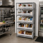 Thumbnail image #2 for Quantum 2475-953954CL 8-Shelf Heavy-Duty Stationary Wire Shelving Unit with 13 Clear Bins, 36 x 24 x 75 Inches
