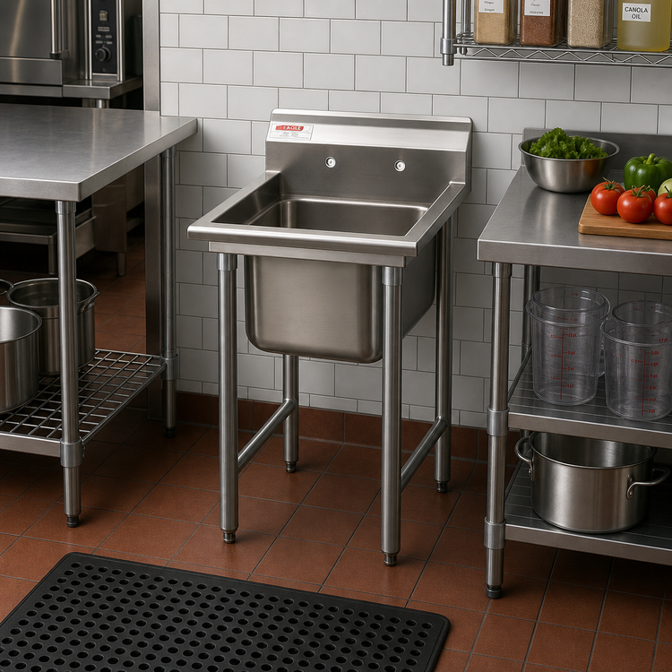 Product image #2 for Eagle Group 314 Series One-Compartment Stainless Steel Sink with 24 x 24 x 13-1/2 Inch Bowl