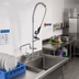 Thumbnail image #2 for Omcan USA Pre-Rinse Assembly with Add-On Faucet, Wall Mount, 8-Inch Centers, 20-Inch Riser, 44-Inch Flexible Hose, 12-1/2-Inch Swing Spout