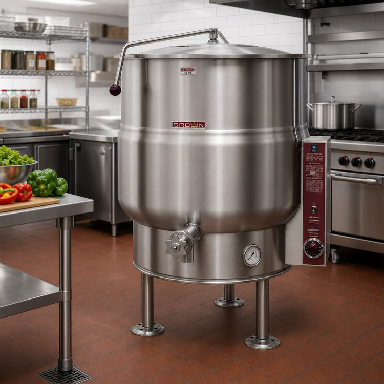 Product image #2 for Crown EL-40 40 Gallon Electric Stationary 2/3 Jacketed Steam Kettle