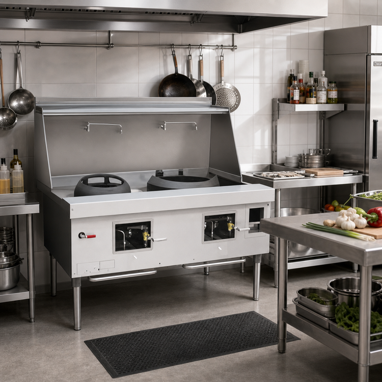 Product image #2 for Town MasterRange 60-Inch Two-Chamber Gas Wok Range, Painted Steel, Without Flue Risers