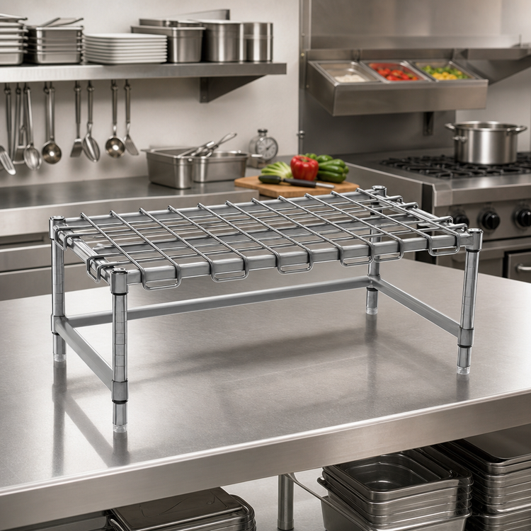 Product image #2 for Eagle Group Stainless Steel Wire Dunnage Rack, 36 in. W x 18 in. D x 14 in. H, 1,600 lb. Capacity