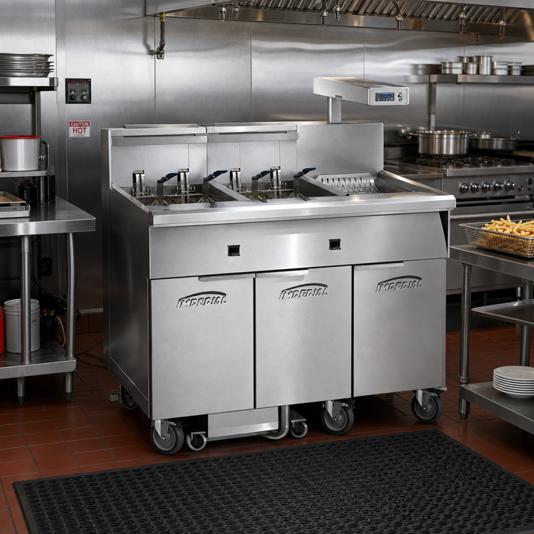 Product image #2 for Imperial 5-Tank Electric Floor Fryer with Built-In Filter System and Dump Station