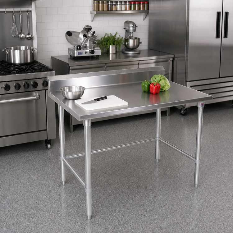 Product image #2 for Stallion 48 Inch x 24 Inch Stainless Steel Work Table with 5 Inch Backsplash