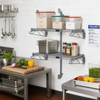 Thumbnail image #2 for Quantum WC34-CB1442GY Wall-Mounted Cantilever Double-Shelf Wire Shelving Unit, 42 x 14 Inches, Gray Epoxy Finish