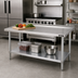 Thumbnail image #2 for Turbo Air 60-Inch x 24-Inch 304 Stainless Steel Work Table with 1-1/2-Inch Rear Up-Turn and Galvanized Undershelf