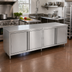 Thumbnail image #2 for John Boos 108-Inch x 30-Inch Enclosed Work Table with Cabinet Base and 2 Hinged Door Sets, Stainless Steel Flat Top