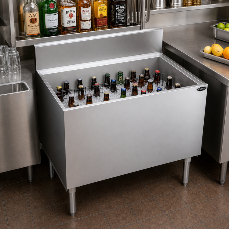 Product image #2 for Krowne Royal Series Chill Master Underbar Beer Bin, Stainless Steel, 36 Inch W x 24 Inch D, 9-Case Capacity