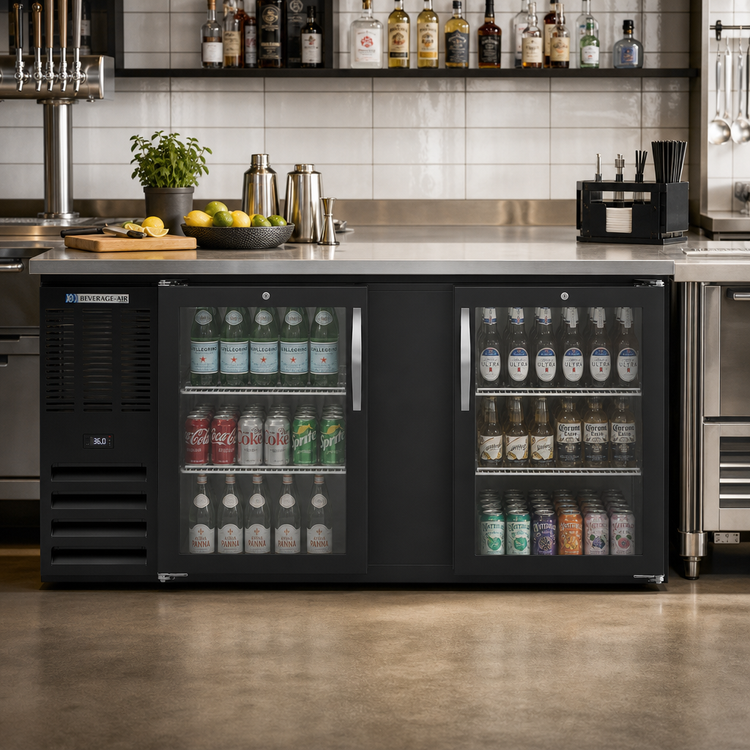 Product image #2 for Beverage-Air 68-Inch Two-Section Food-Rated Glass Door Back Bar Refrigerator