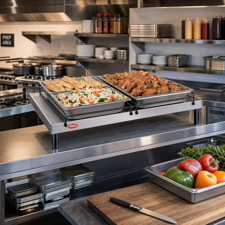 Product image #2 for Hatco Glo-Ray Freestanding Heated Shelf, 48 Inch W x 15-1/2 Inch D, Stainless Steel Top