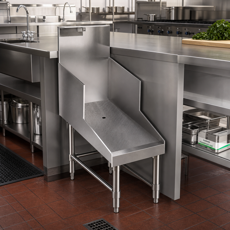 Product image #2 for Spec-Bar 18" x 29" Recessed Stainless Steel Workboard with 8" Splash and 1-1/2" IPS Drain