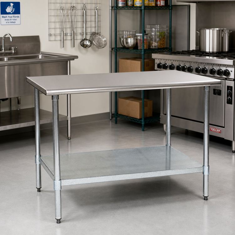 Product image #2 for Eagle Group BlendPort Deluxe Series 72-Inch x 24-Inch 16-Gauge Stainless Steel Top Work Table with Galvanized Undershelf
