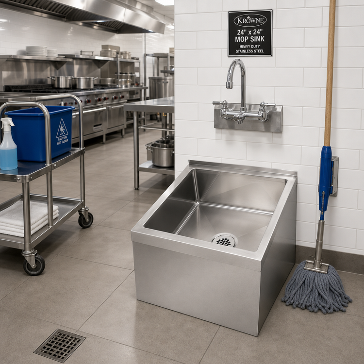 Product image #2 for Krowne 24-Inch x 24-Inch Stainless Steel Floor Mop Sink