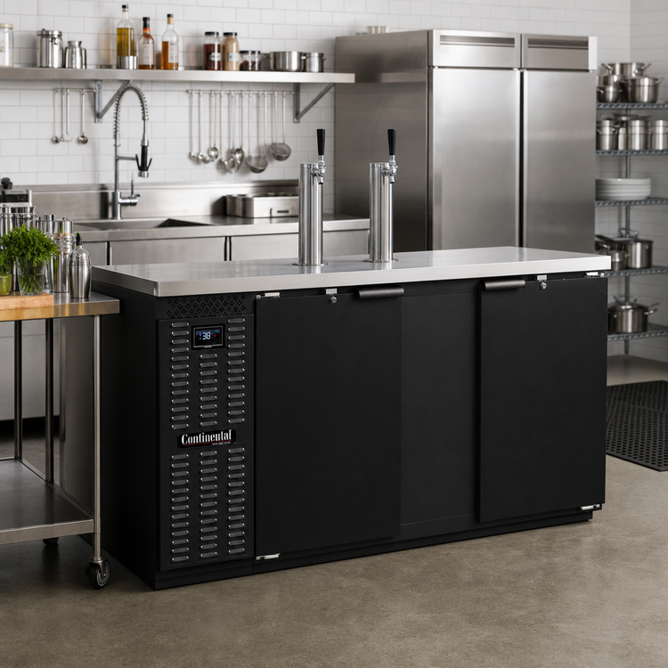 Product image #2 for Continental Refrigerator KC69N 69" Two-Door Front Breathing Black Keg Cooler
