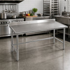 Thumbnail image #2 for Eagle Group Spec-Master T2460GTEM-BS Stainless Steel Work Table, 60 x 24 Inch, 14-Gauge Top, Box Marine Edge, 4-1/2-Inch Backsplash