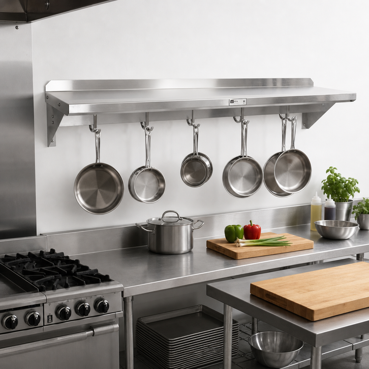 Product image #2 for John Boos Stallion 36-Inch Wall-Mounted Stainless Steel Pot Rack Shelf