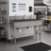 Thumbnail image #2 for Advance Tabco 19-FM-60KV 60-Inch Three-Station Freestanding Multiwash Hand Sink with Knee Valves and Gooseneck Spouts