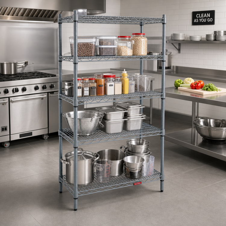 Product image #3 for Eagle Group Valu-Master Gray Epoxy Double-Mat Wire Shelving Starter Unit, 36 x 18 x 63 Inches