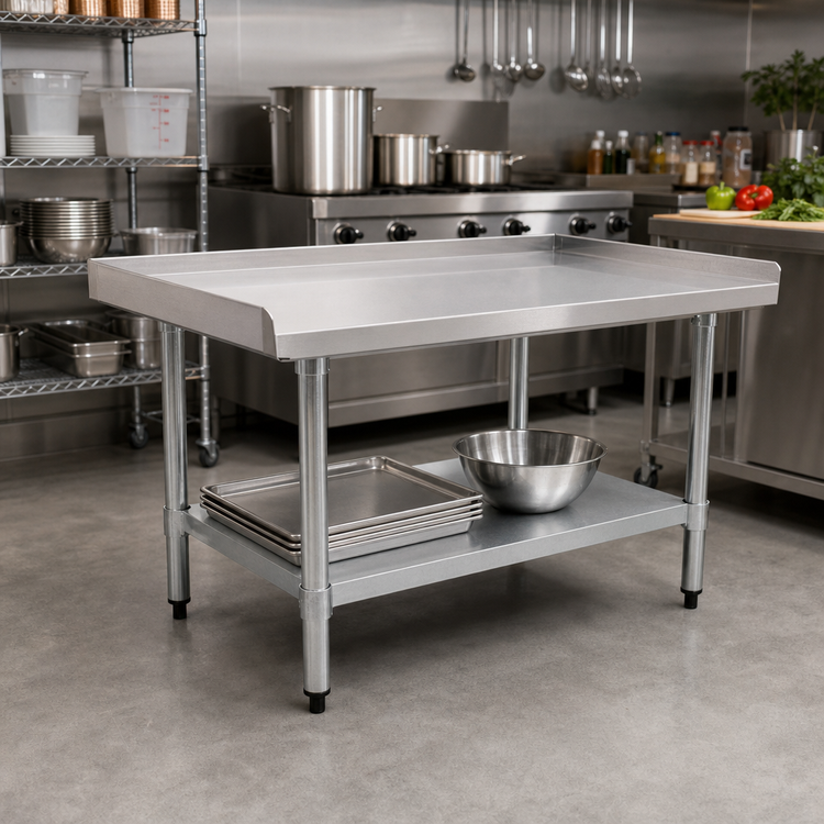 Product image #2 for BlendPort 60 Inch x 24 Inch Stainless Steel Top Equipment Stand with Galvanized Undershelf