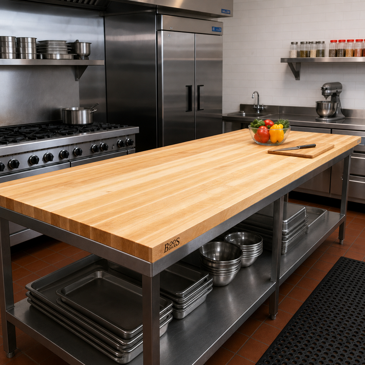 Product image #2 for John Boos Boos Block KCT Series Kitchen Countertop, 108 x 25 Inch, Northern Hard Rock Maple, Edge Grain, Oil Finish