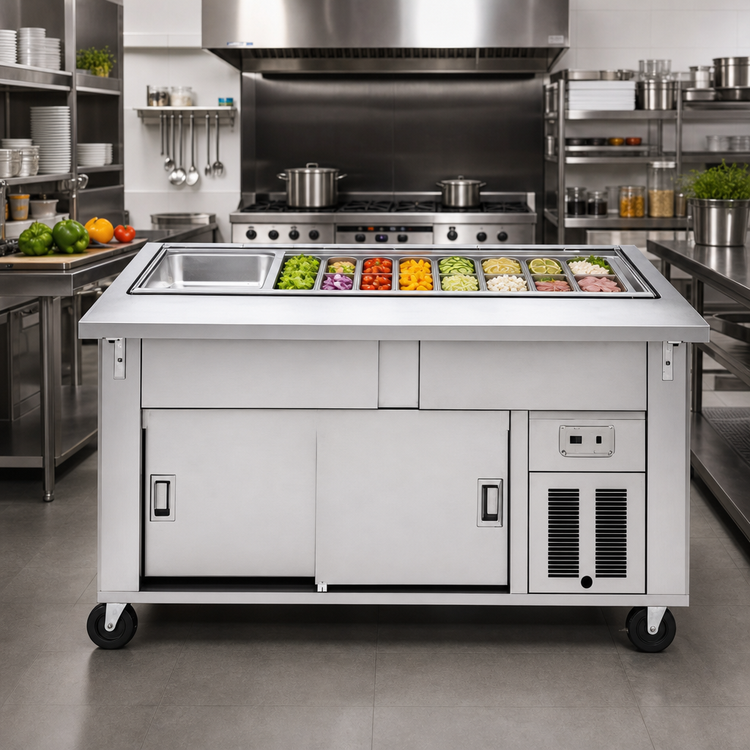 Product image #2 for DineXpress DXP6CB 6-Pan Cool Breeze Cold Food Serving Counter, 88 Inches Long