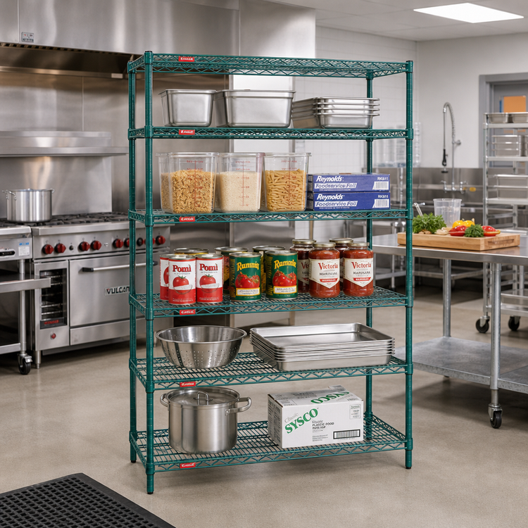 Product image #2 for Eagle Group Valu-Gard 5-Tier Wire Shelving Starter Unit, 42 x 21 x 86 Inches, Green Epoxy Finish