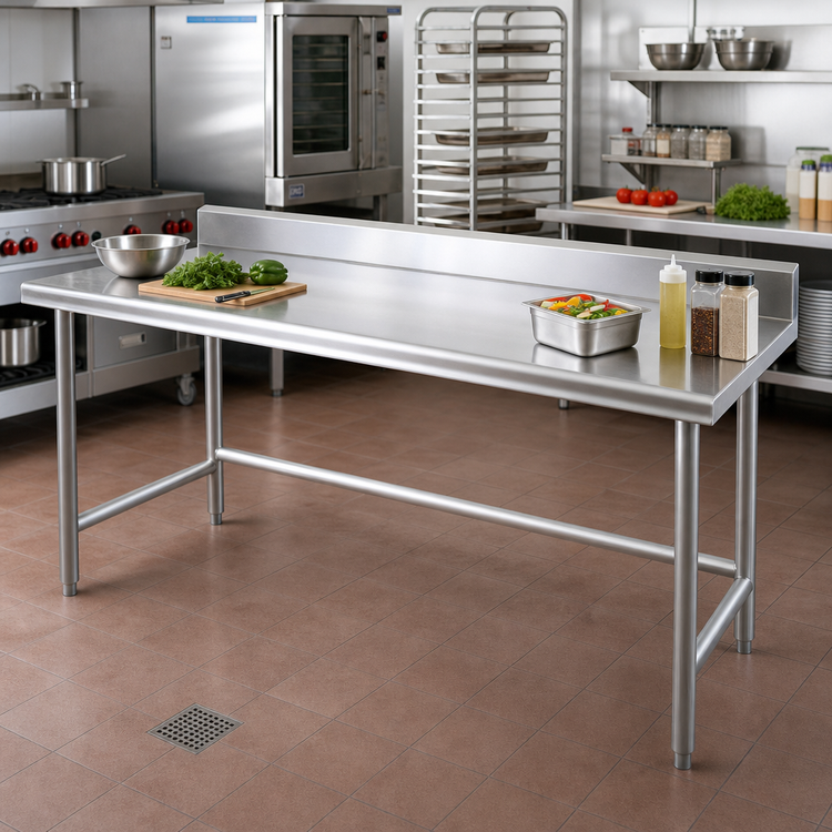 Product image #2 for Advance Tabco 120 Inch x 30 Inch 16 Gauge 304 Stainless Steel Work Table with 5 Inch Backsplash