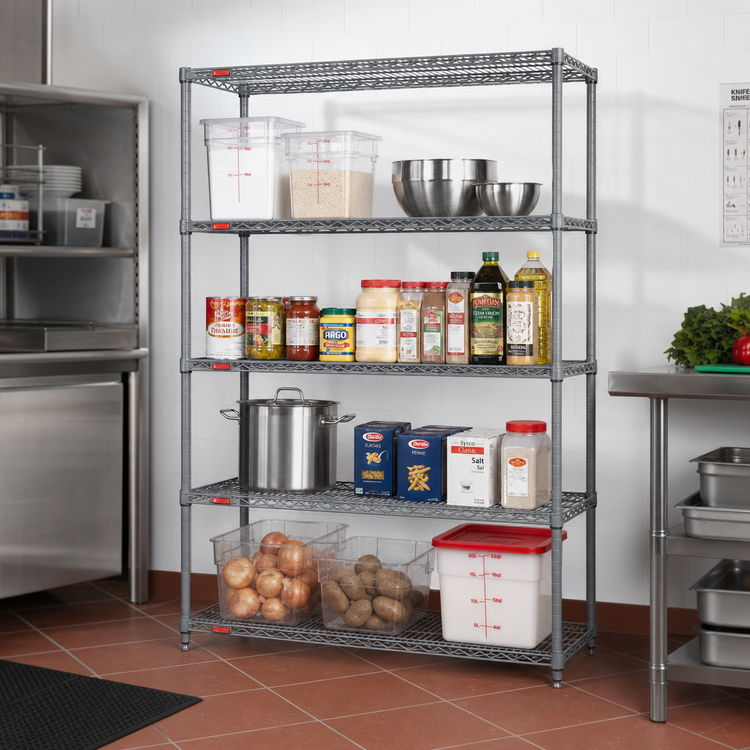 Product image #2 for Eagle Group Valu-Master 4-Tier Starter Wire Shelving Unit, 42 x 21 x 74 Inches, Pewter Gray Epoxy Finish