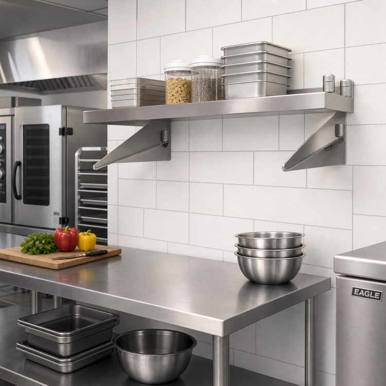 Product image #2 for Eagle Group 24-Inch Stainless Steel Double Knob Shelf Bracket for Cantilevered Shelving Systems