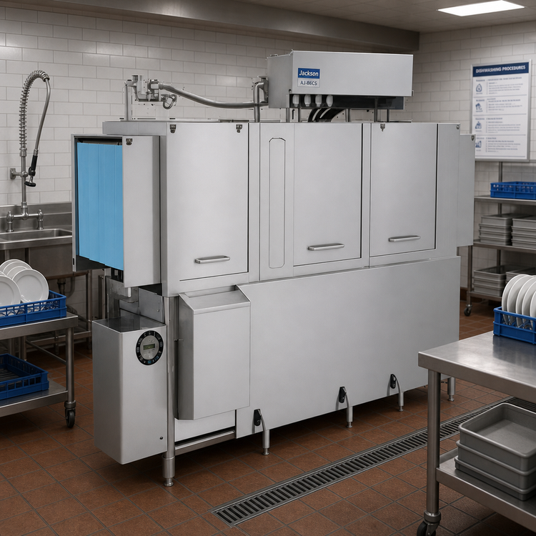 Product image #2 for Jackson AJ-86CS Vision Series Steam-Heated Rack Conveyor Dishwasher, High-Temp Sanitizing, 287 Racks/Hour