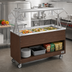 Thumbnail image #2 for Vollrath 2-Series Affordable Portable 60-Inch Mobile 4-Pan Non-Refrigerated Cold Food Station with Open Storage Base and Buffet Breath Guard, Walnut Woodgrain