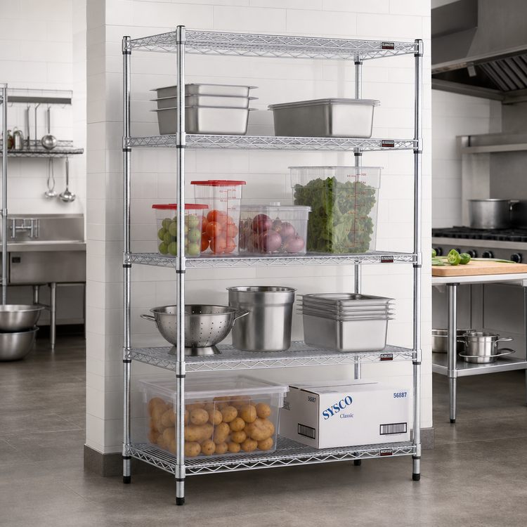 Product image #2 for Eagle Group 4-Tier Stationary Starter Wire Shelving Unit, 36 x 21 x 74 Inches, Chrome-Plated