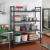 Thumbnail image #2 for Cambro Camshelving Basics Plus 4-Shelf Add-On Louvered Polymer Shelving Unit, 21 x 48 x 84, Brushed Graphite