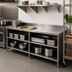 Thumbnail image #2 for John Boos Open Front Stainless Steel Work Table with Cabinet Base, 96W x 24D, 5-Inch Backsplash