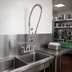 Thumbnail image #2 for EasyInstall 8-Inch Wall-Mount Pre-Rinse Add-On Faucet with 18-Inch Double-Joint Swing Nozzle and Low-Flow Spray Valve