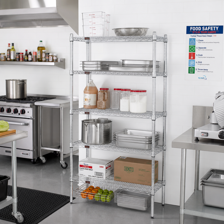 Product image #2 for Eagle Group 5-Tier Stationary Wire Starter Shelving Unit, Stainless Steel Finish, 42 x 18 x 86 Inches