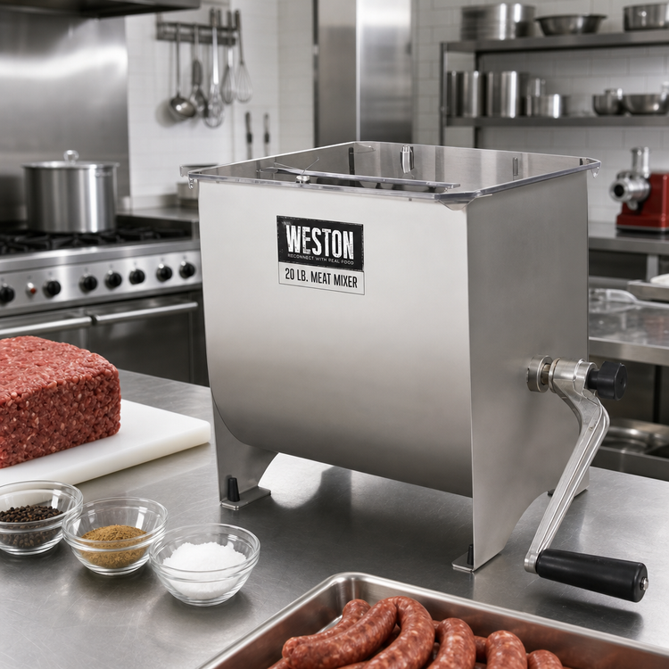 Product image #2 for Weston 20 lb Manual Meat Mixer with Removable Stainless Steel Paddles