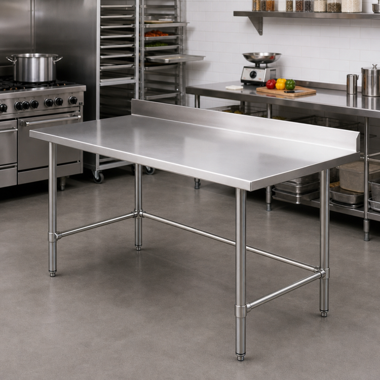 Product image #2 for Sapphire Manufacturing 72-Inch x 30-Inch Stainless Steel Reinforced Top Work Table with 5-Inch Backsplash