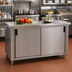 Thumbnail image #2 for Advance Tabco Special Value Series Cabinet Base Enclosed Work Table with Sliding Doors, 96 x 30 Inch, 16 Gauge 304 Stainless Steel Top
