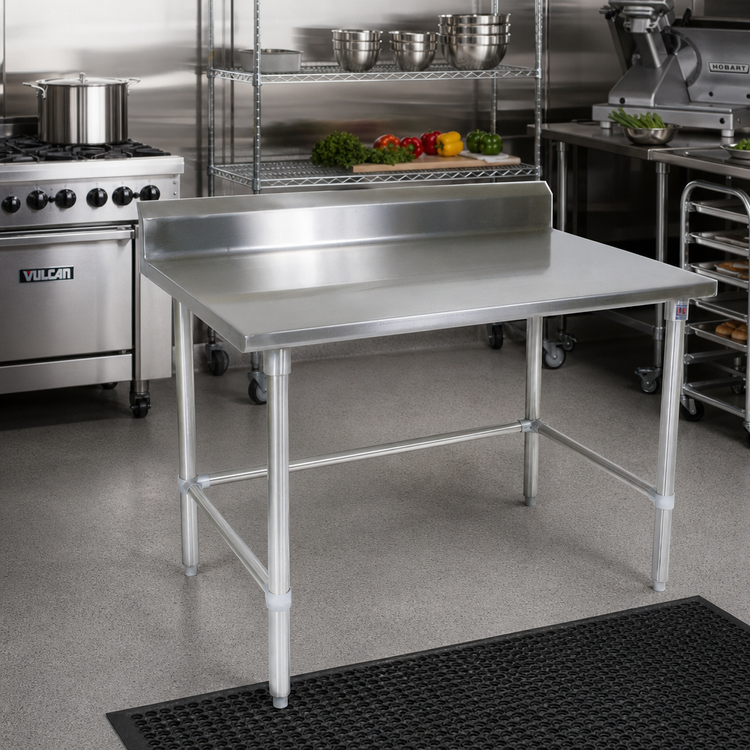 Product image #2 for John Boos Stallion 60-Inch x 24-Inch 16-Gauge Stainless Steel Work Table with 5-Inch Backsplash and Safety Edge