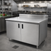 Thumbnail image #2 for Advance Tabco HK-SS-2410 Enclosed Work Table with Cabinet Base and Hinged Doors, 120 x 24 Inches, 14 Gauge 304 Stainless Steel Top, 5-Inch Backsplash