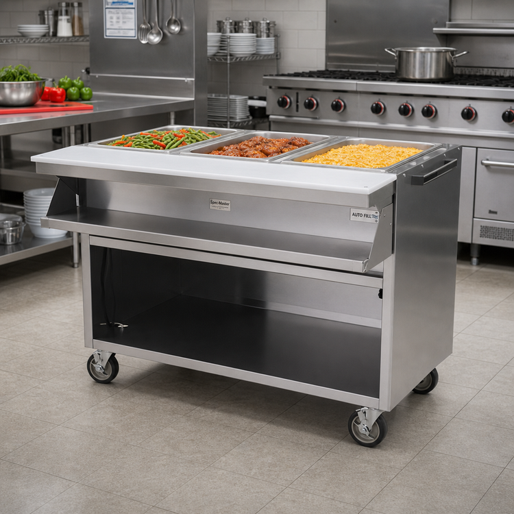 Product image #2 for Spec-Master SPHT3CB-208 48" Mobile Electric 3-Well Sealed Hot Food Table with AutoFill