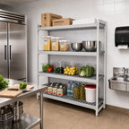 Thumbnail image #2 for Fermod Fermostock 4R64B71-E 4-Tier Polymer Shelving Unit Add-On, 64W x 18D x 71H, Gray, 600 lb. Per Shelf